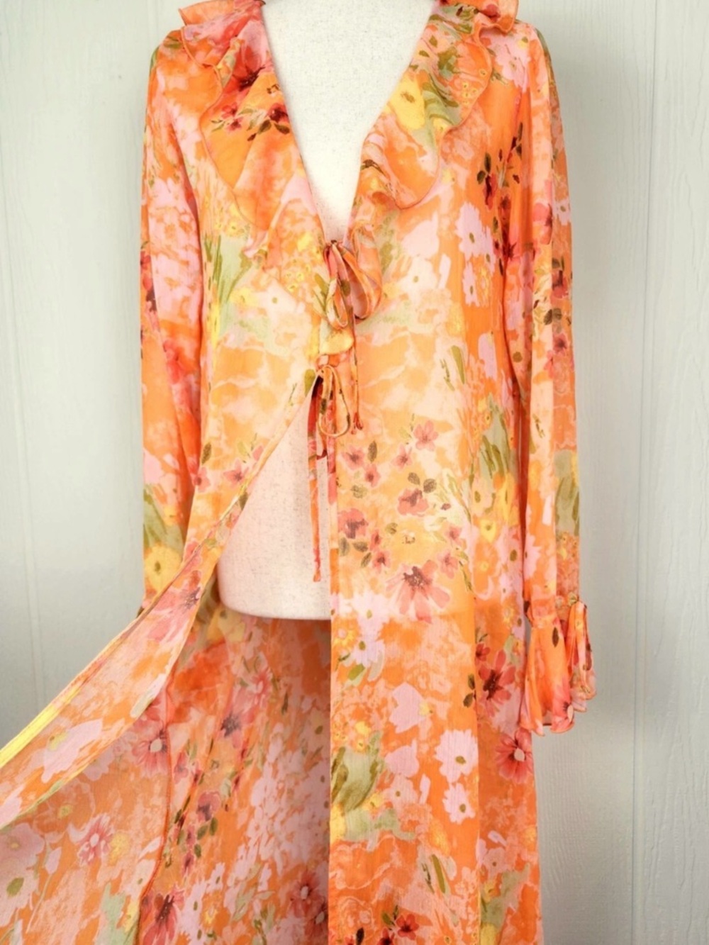 ๐ Wild Fable Orange Floral Ruffle Cover-Up XL ๐ - Picture 6 of 14